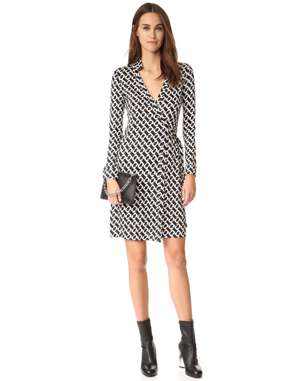 Diane von Furstenberg new Jeanne Two Print Silk Wrap Dress in Black Lyst Canada